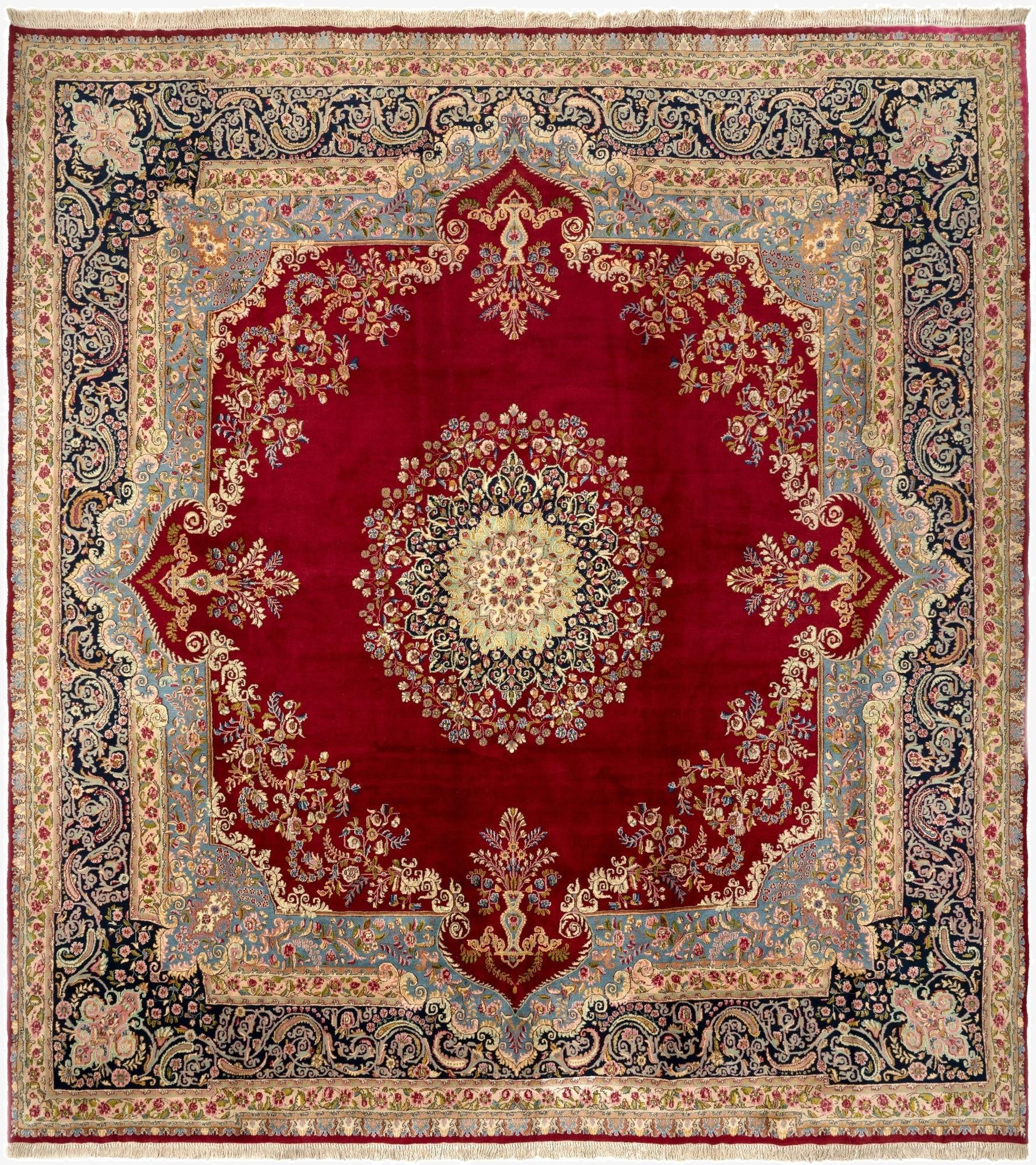  13' 4 x 14' 7  Hand Knotted Kerman Persian Rug