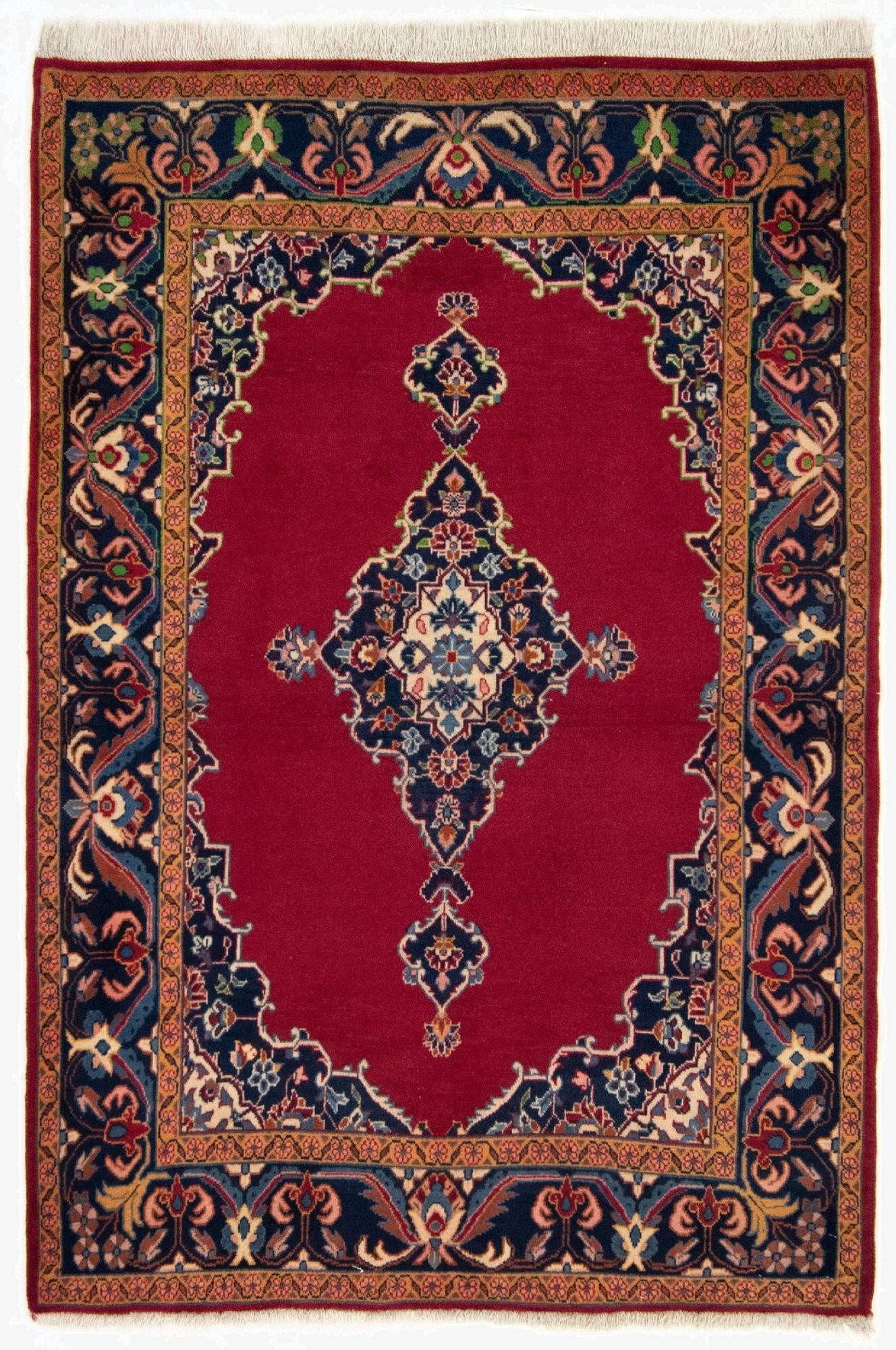 3' 7 x 5' 2  Hand Knotted Kerman Persian Wool Rug