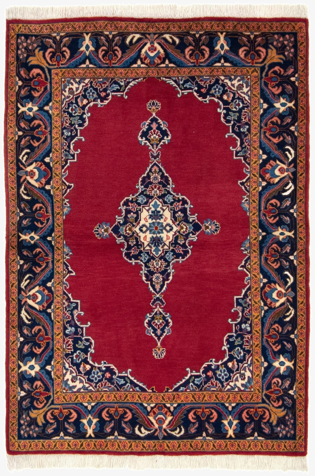  3' 6 x 5' 3  Hand Knotted Kerman Persian Wool Rug