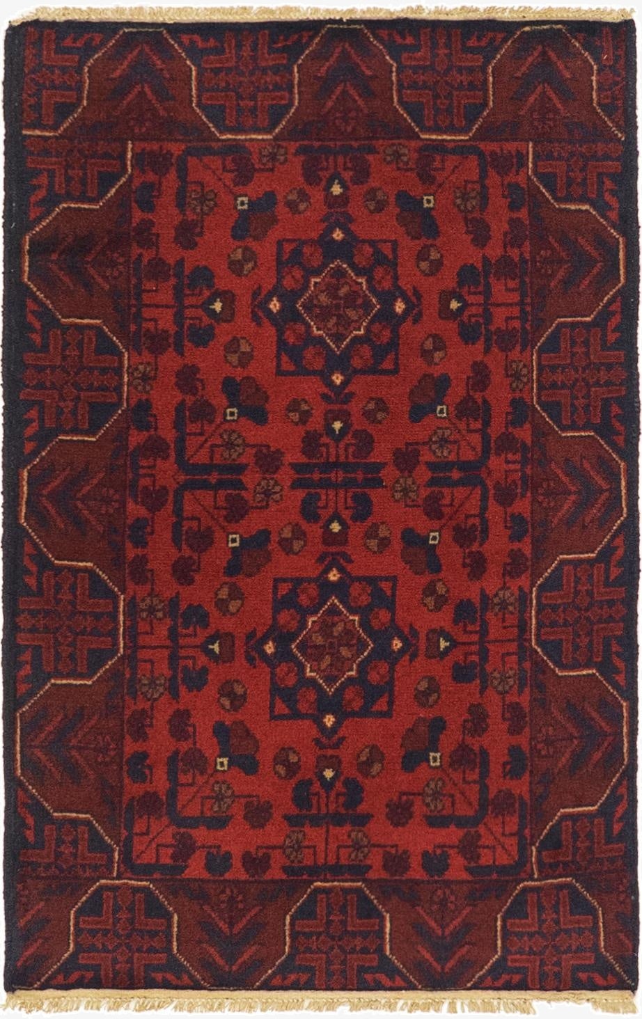  2' 7 x 4' 1  Hand Knotted Khal Mohammadi Wool Rug
