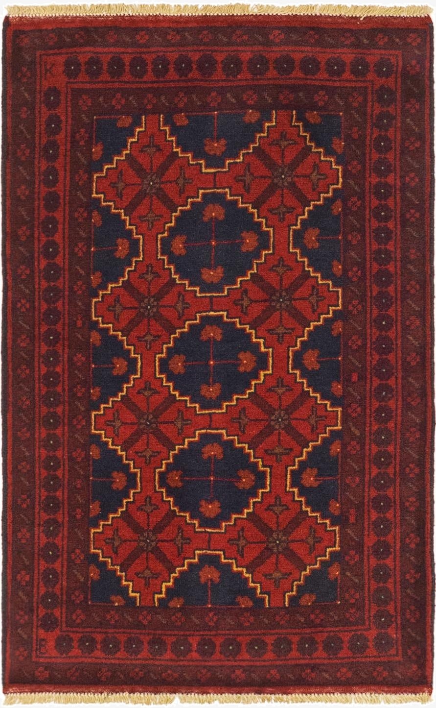  2' 6 x 4'  Hand Knotted Khal Mohammadi Wool Rug