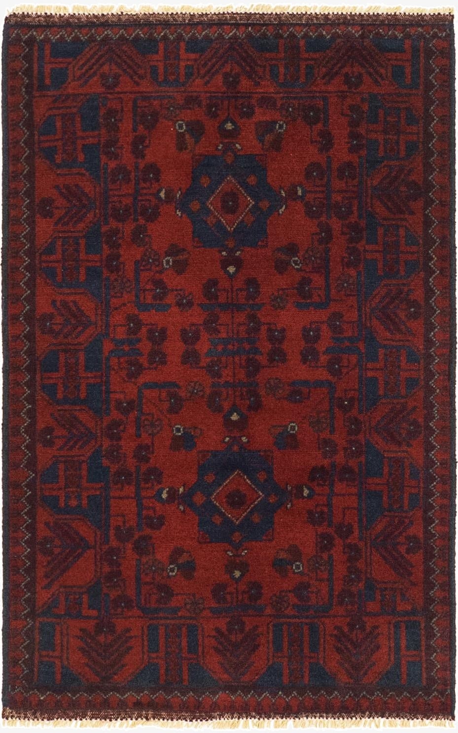  2' 7 x 4' 2  Hand Knotted Khal Mohammadi Wool Rug