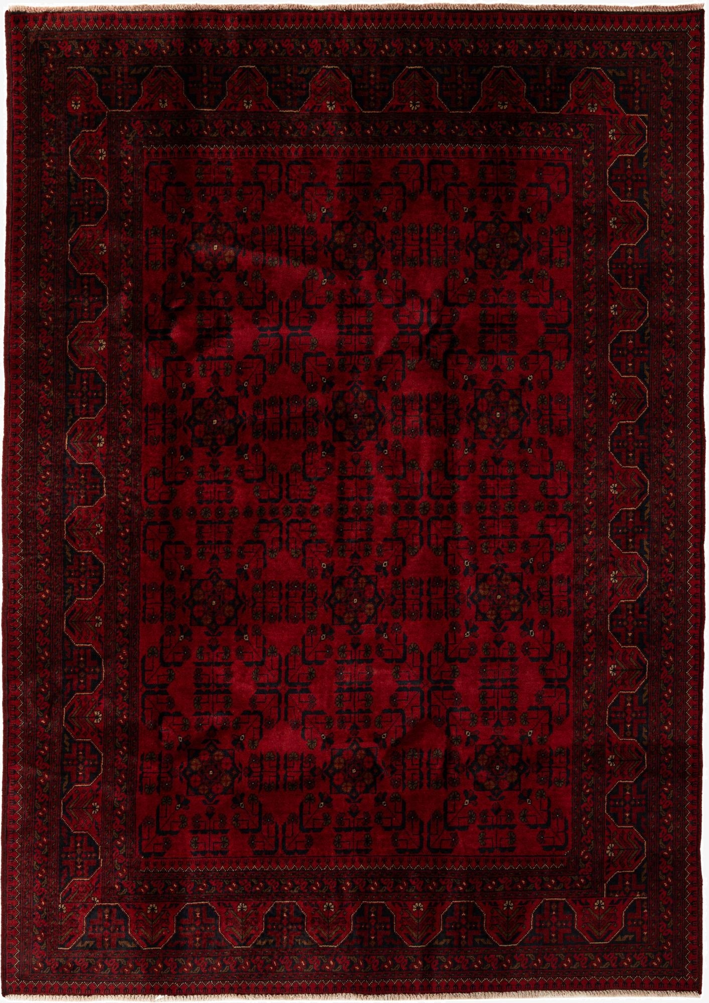  6' 8 x 9' 5  Hand Knotted Khal Mohammadi Wool Rug