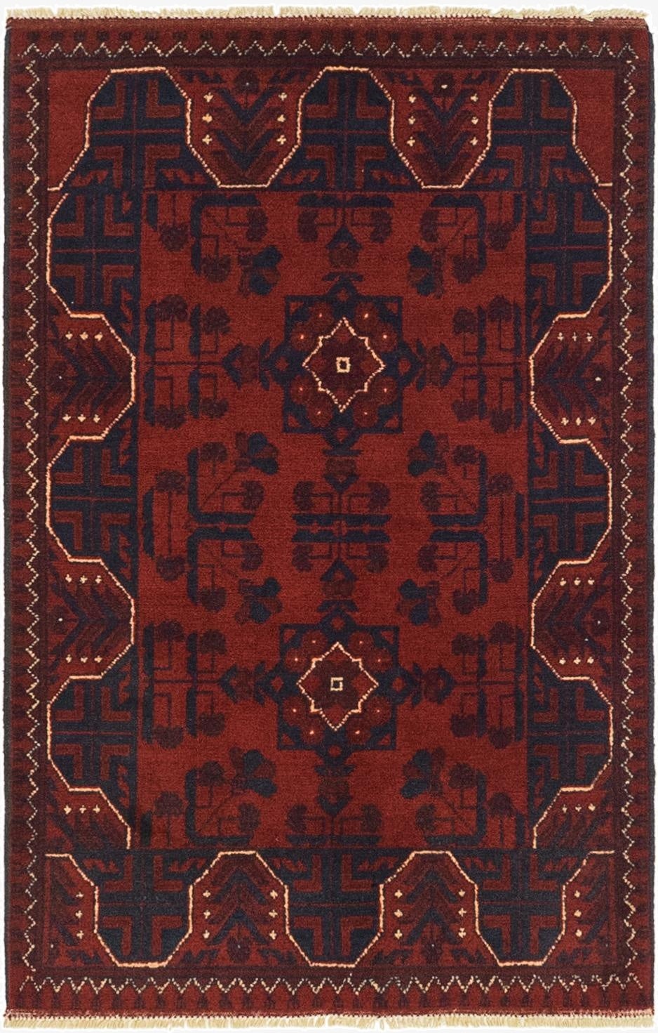  2' 7 x 4' 1  Hand Knotted Khal Mohammadi Wool Rug