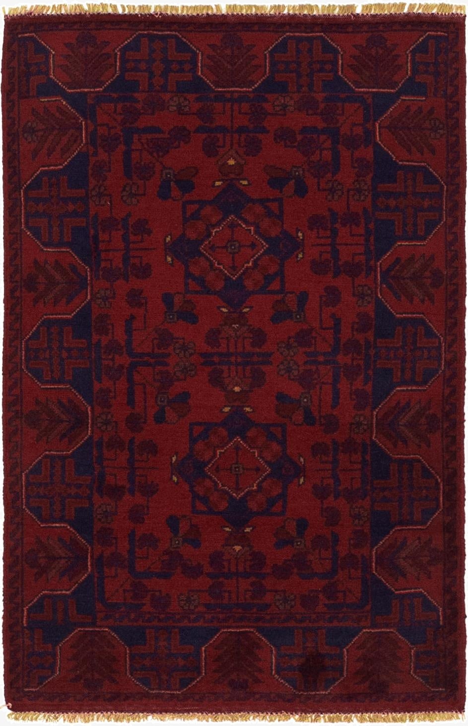  2' 8 x 4' 1  Hand Knotted Khal Mohammadi Wool Rug