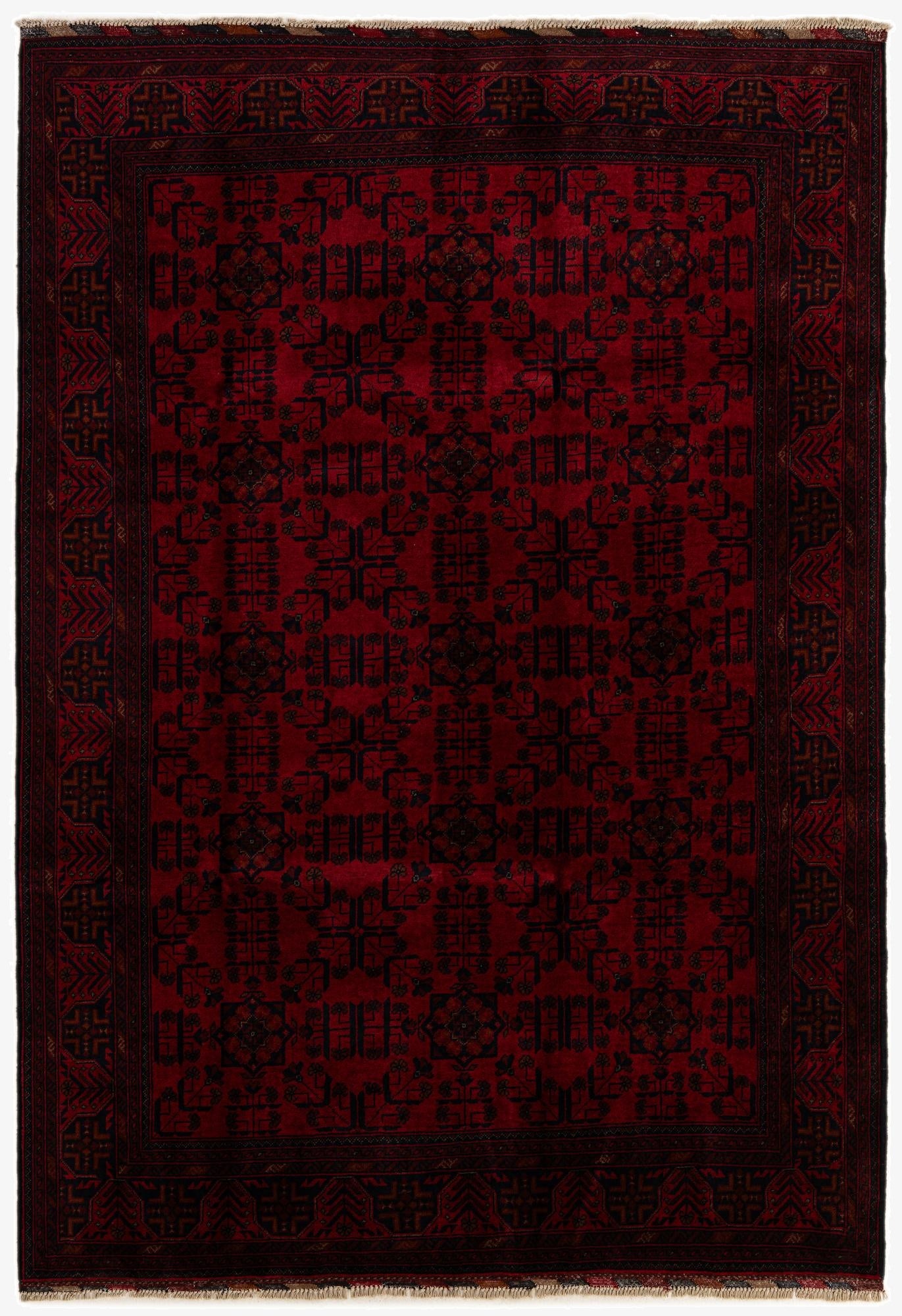  6' 8 x 9' 8  Hand Knotted Khal Mohammadi Wool Rug