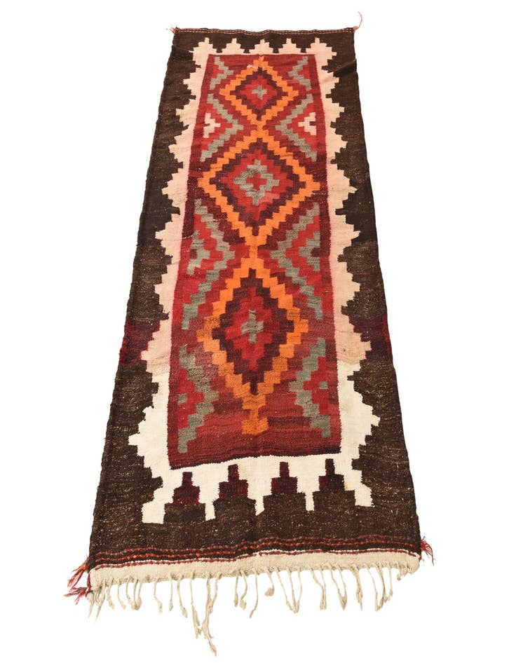 Detail image of  3' 7 x 7'  Hand Woven Kilim Fars Wool Rug