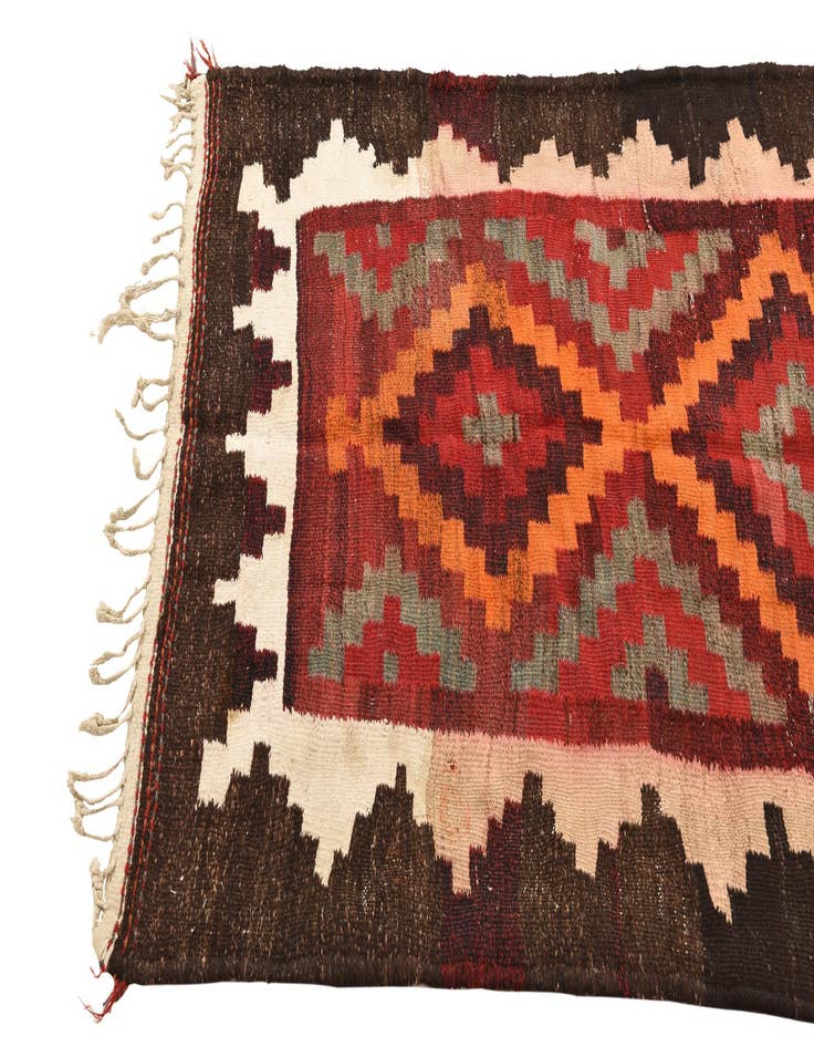 Detail image of  3' 7 x 7'  Hand Woven Kilim Fars Wool Rug