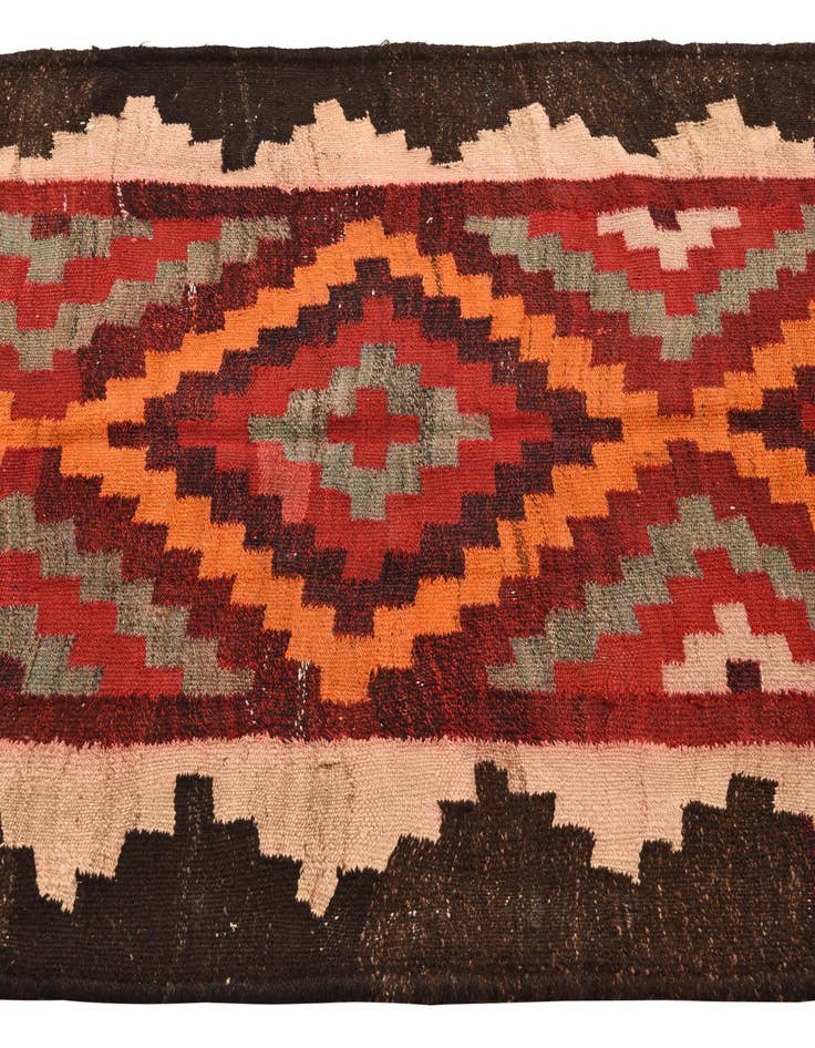 Detail image of  3' 7 x 7'  Hand Woven Kilim Fars Wool Rug