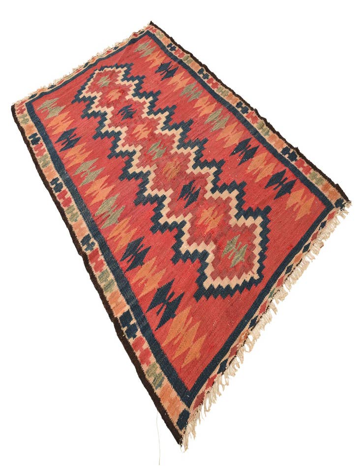 Detail image of  4' 6 x 6' 7  Hand Woven Kilim Fars Wool Rug