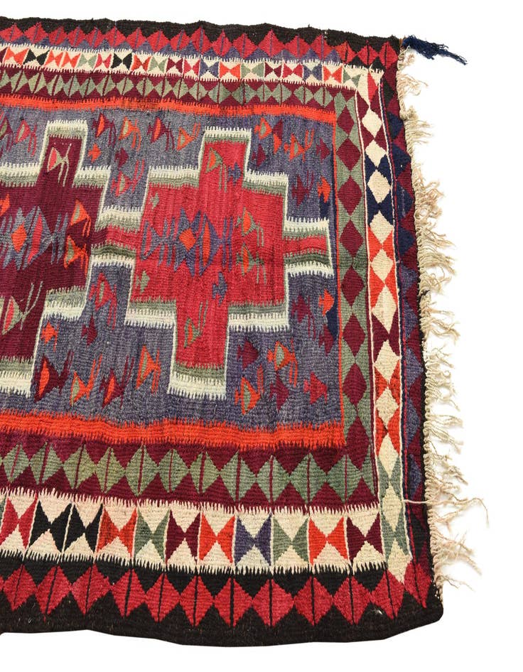 Detail image of  4' 7 x 7' 7  Hand Woven Kilim Fars Wool Rug