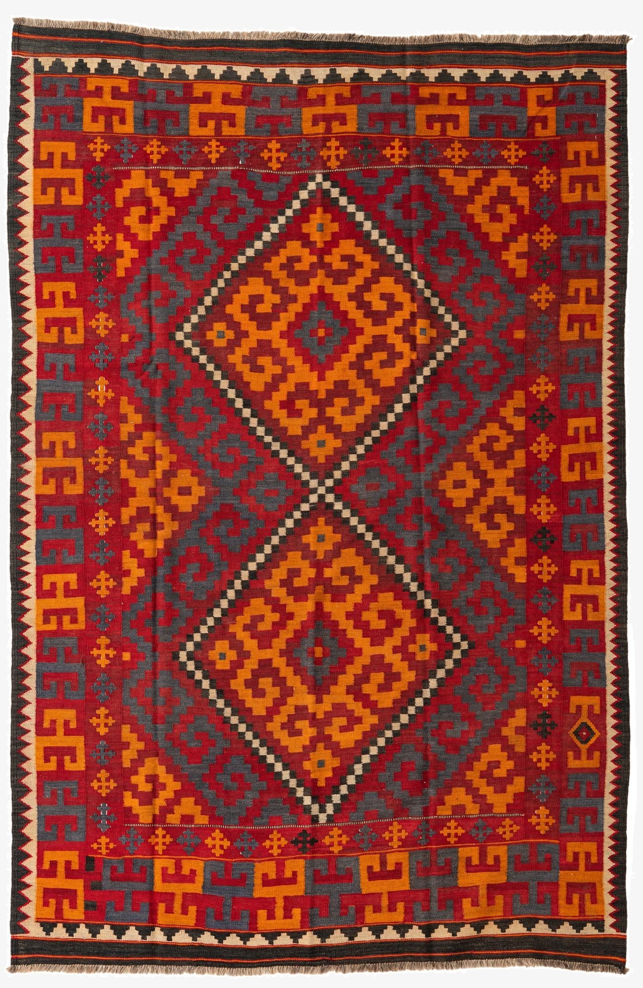  6' 4 x 9' 6  Hand Woven Kilim Fars Wool Rug