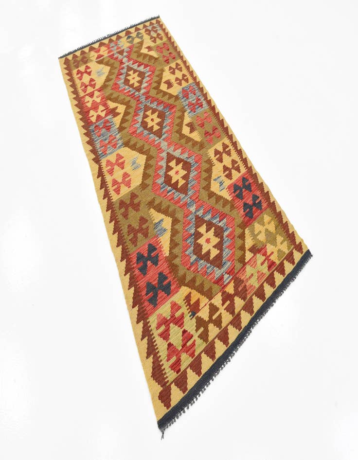 Detail image of  3' 3 x 6' 5  Hand Woven Kilim Maymana Wool Rug
