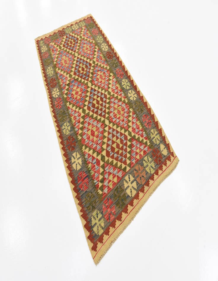 Detail image of  3' 2 x 6' 3  Hand Woven Kilim Maymana Wool Rug