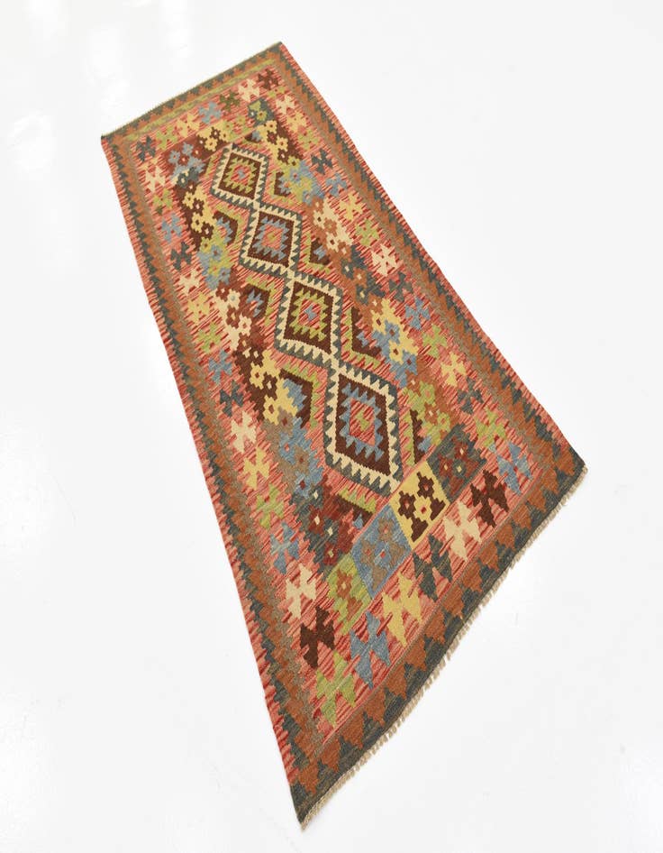 Detail image of  3' 3 x 6' 3  Hand Woven Kilim Maymana Wool Rug