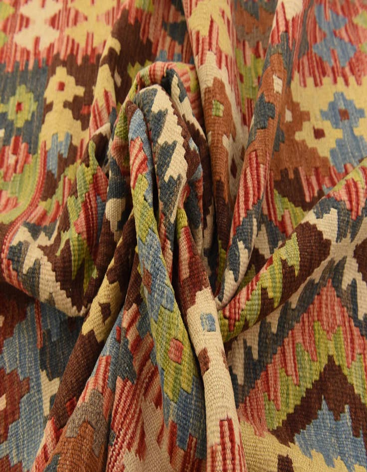 Detail image of  3' 3 x 6' 3  Hand Woven Kilim Maymana Wool Rug
