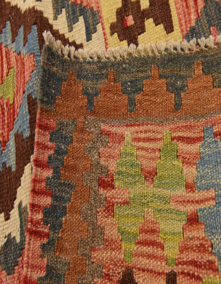 Detail image of  3' 3 x 6' 3  Hand Woven Kilim Maymana Wool Rug