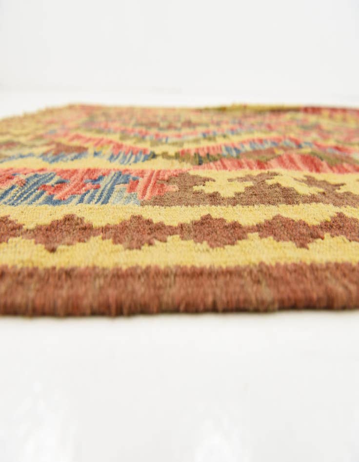 Detail image of  3' 2 x 5'  Hand Woven Kilim Maymana Wool Rug