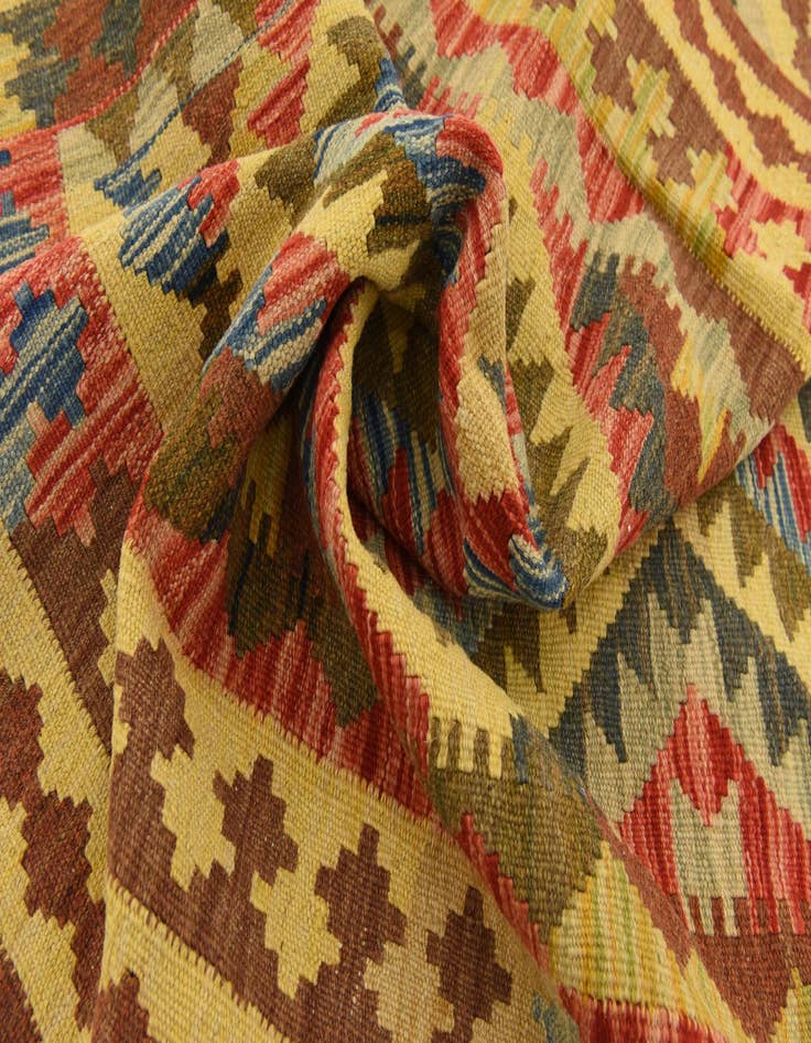 Detail image of  3' 2 x 5'  Hand Woven Kilim Maymana Wool Rug