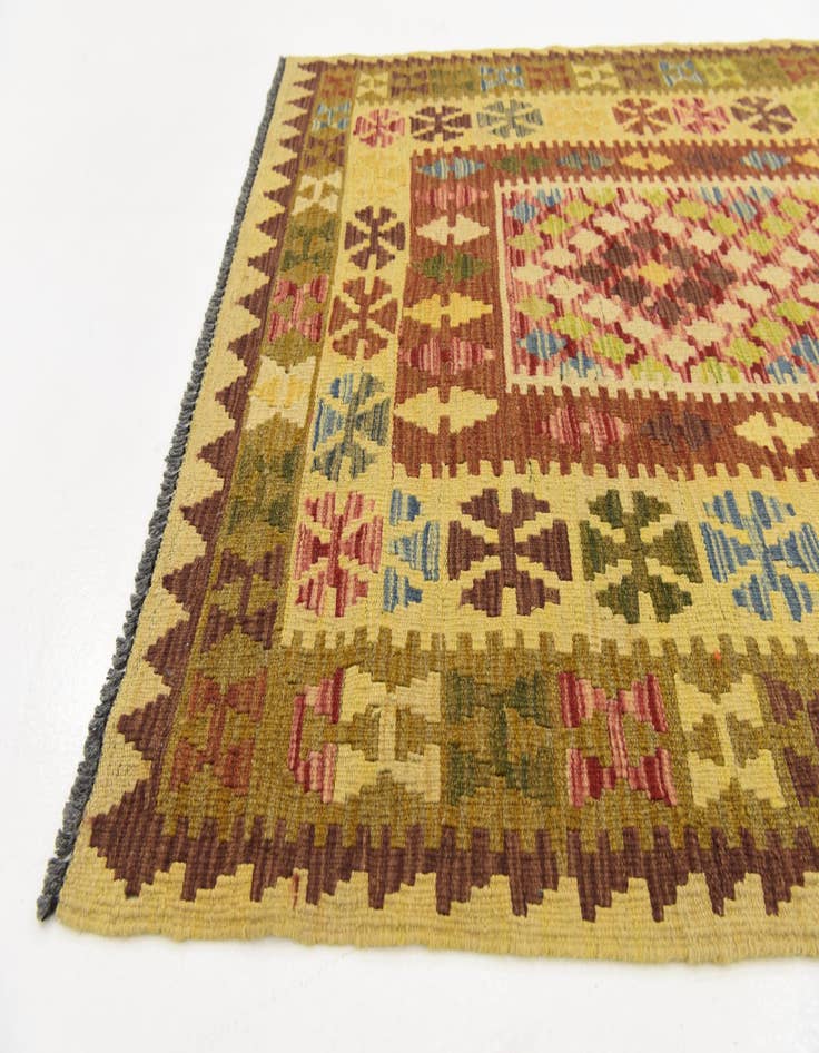 Detail image of  3' 8 x 6' 2  Hand Woven Kilim Maymana Wool Rug