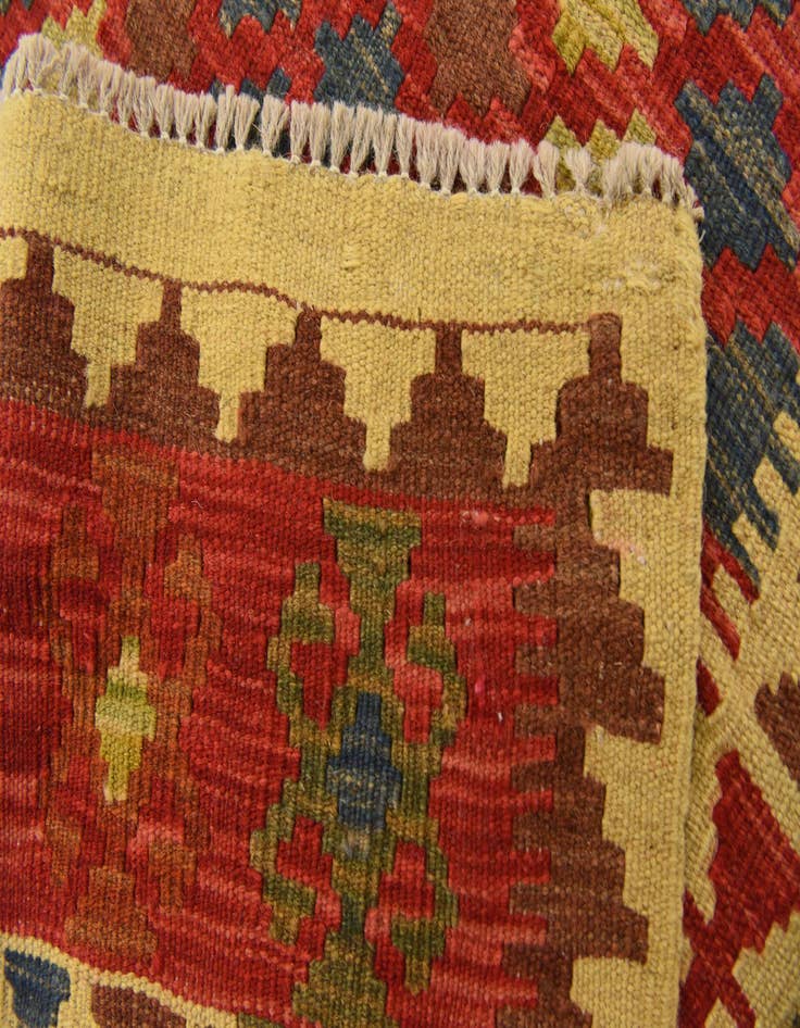 Detail image of  3' 3 x 6' 3  Hand Woven Kilim Maymana Wool Rug