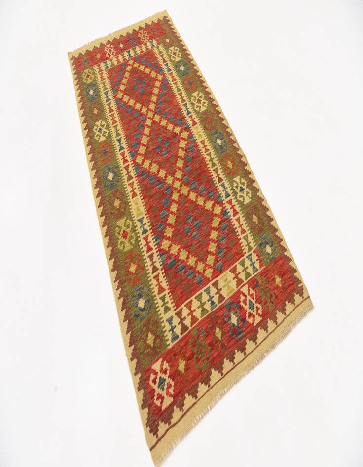 Detail image of  3' 3 x 6' 3  Hand Woven Kilim Maymana Wool Rug