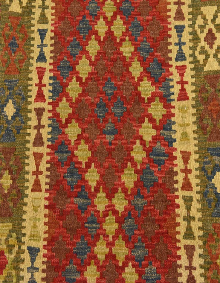 Detail image of  3' 3 x 6' 3  Hand Woven Kilim Maymana Wool Rug