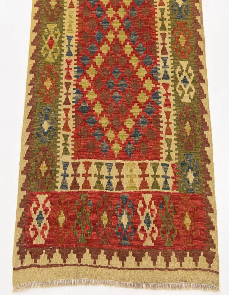 Detail image of  3' 3 x 6' 3  Hand Woven Kilim Maymana Wool Rug