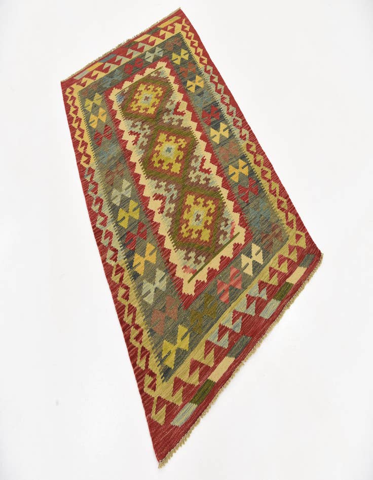 Detail image of  3' 7 x 5' 3  Hand Woven Kilim Maymana Wool Rug