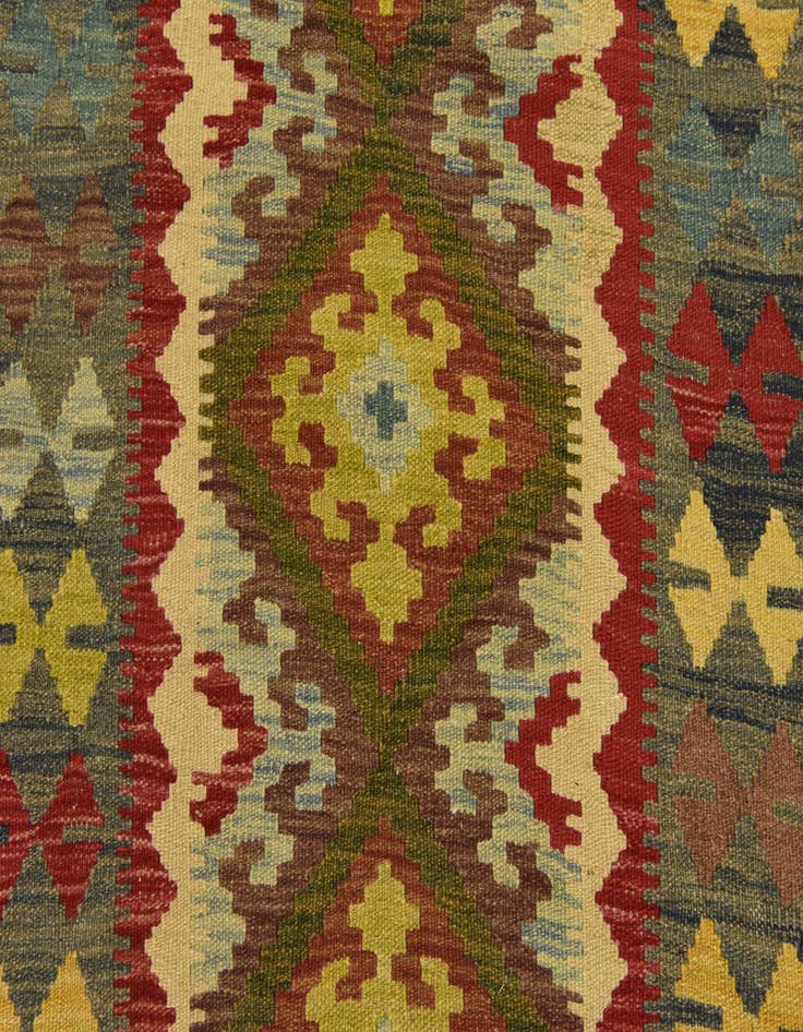 Detail image of  3' 7 x 5' 3  Hand Woven Kilim Maymana Wool Rug