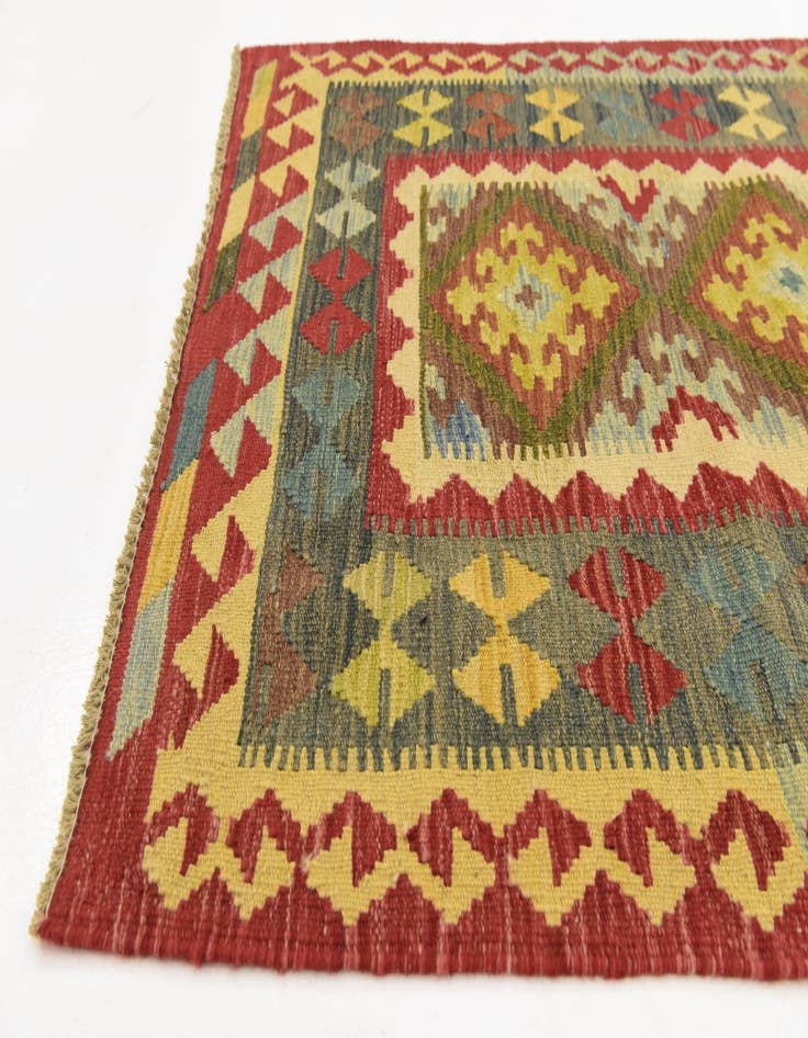 Detail image of  3' 7 x 5' 3  Hand Woven Kilim Maymana Wool Rug