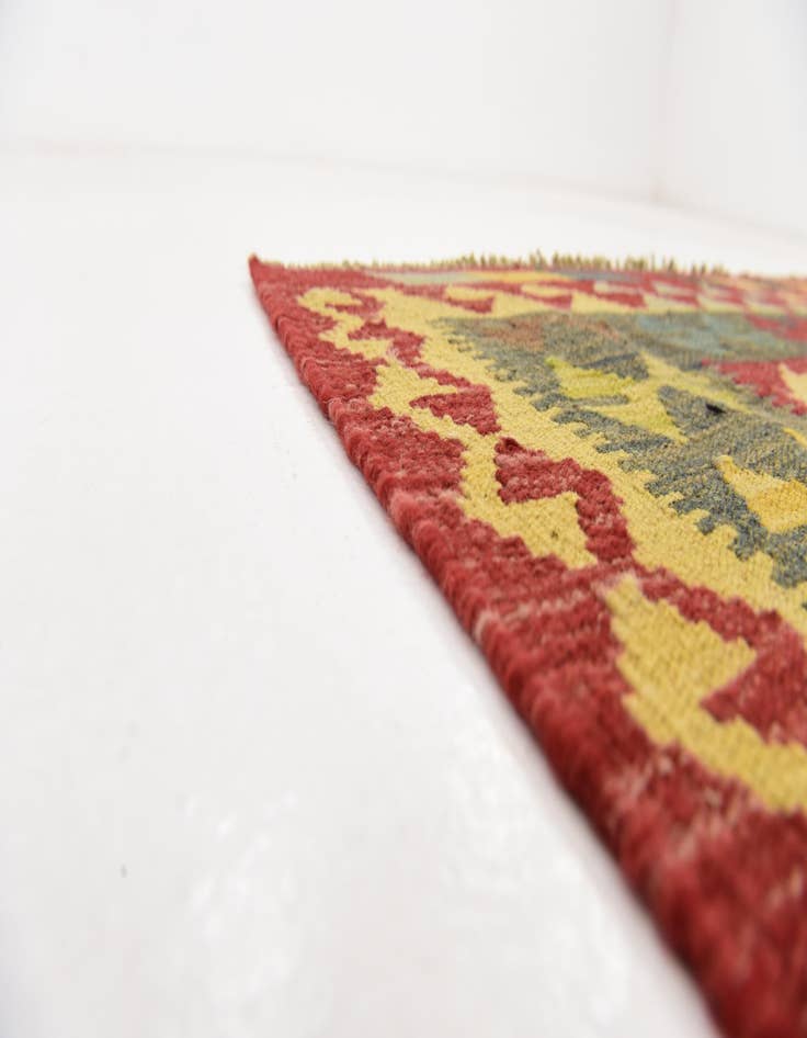 Detail image of  3' 7 x 5' 3  Hand Woven Kilim Maymana Wool Rug