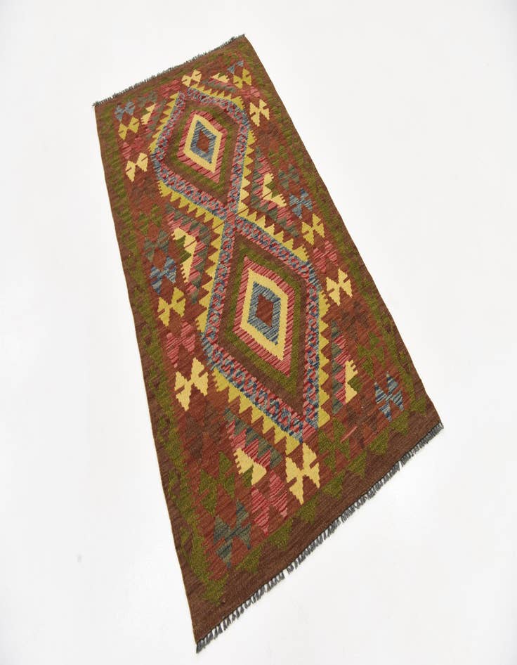 Detail image of  3' 4 x 5' 7  Hand Woven Kilim Maymana Wool Rug