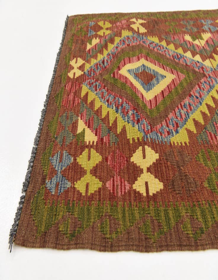 Detail image of  3' 4 x 5' 7  Hand Woven Kilim Maymana Wool Rug