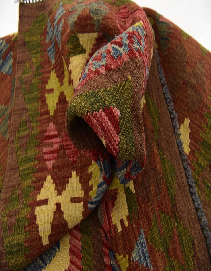 Detail image of  3' 4 x 5' 7  Hand Woven Kilim Maymana Wool Rug