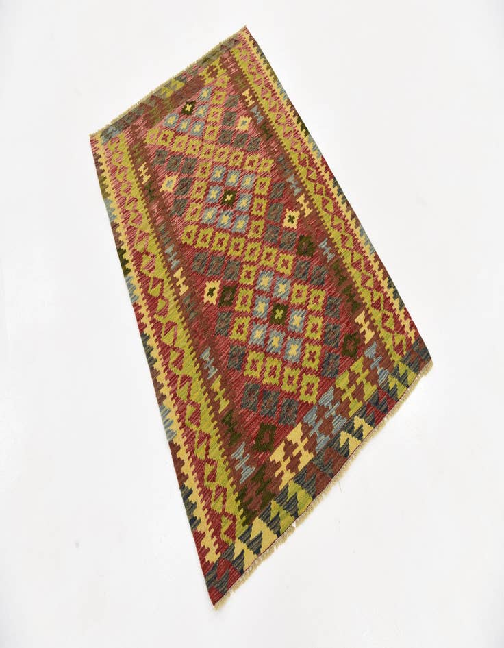 Detail image of  3' 3 x 4' 8  Hand Woven Kilim Maymana Wool Rug