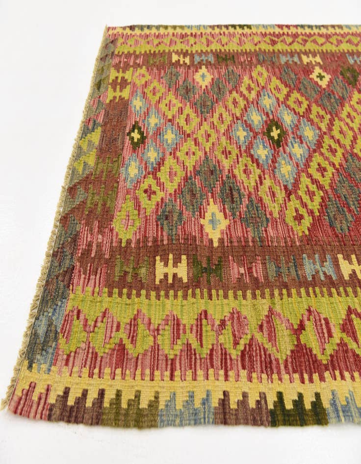 Detail image of  3' 3 x 4' 8  Hand Woven Kilim Maymana Wool Rug