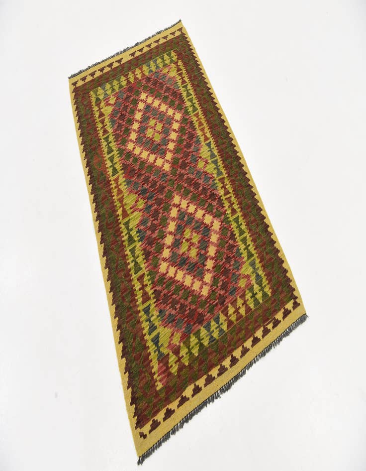 Detail image of  3' 3 x 5' 2  Hand Woven Kilim Maymana Wool Rug