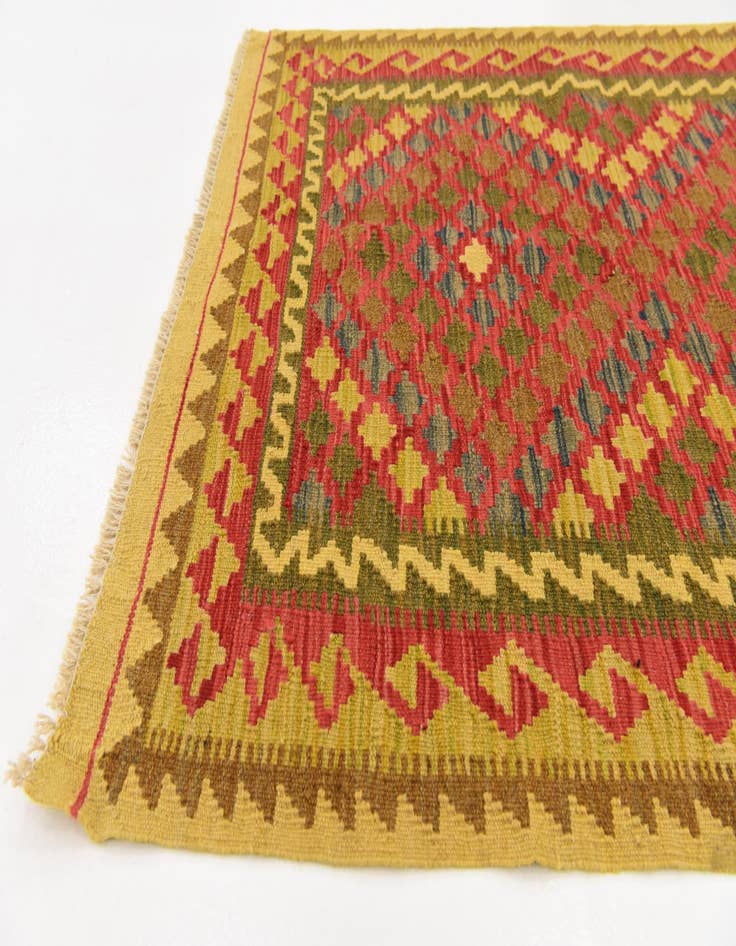 Detail image of 3' 4 x 6' 6 Hand Woven Kilim Maymana Wool Rug