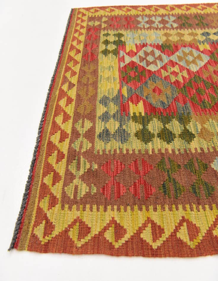 Detail image of  3' 4 x 6' 3  Hand Woven Kilim Maymana Wool Rug