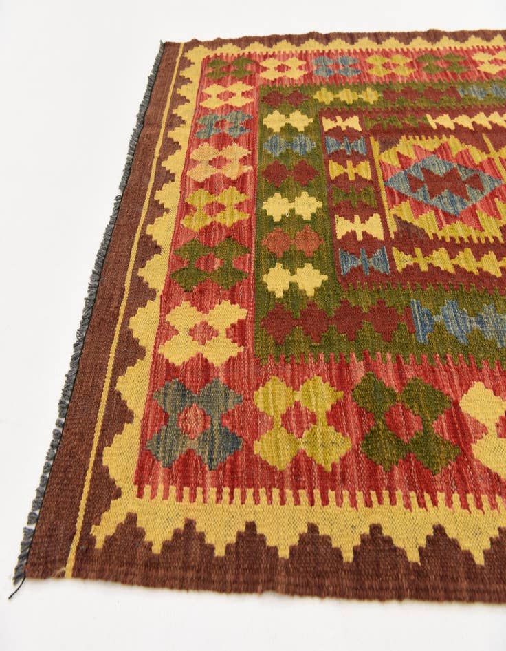 Detail image of  3' 4 x 6' 3  Hand Woven Kilim Maymana Wool Rug