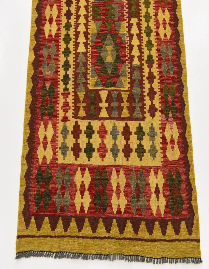 Detail image of  3' 3 x 6' 5  Hand Woven Kilim Maymana Wool Rug