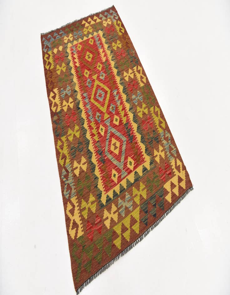 Detail image of  3' 4 x 5' 3  Hand Woven Kilim Maymana Wool Rug