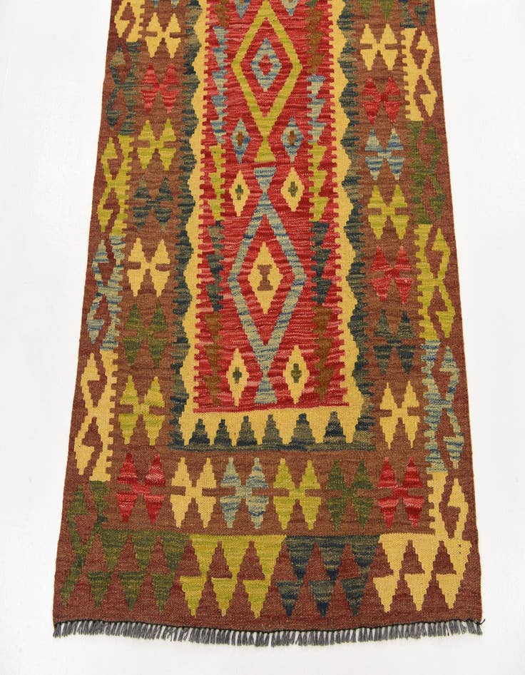 Detail image of  3' 4 x 5' 3  Hand Woven Kilim Maymana Wool Rug