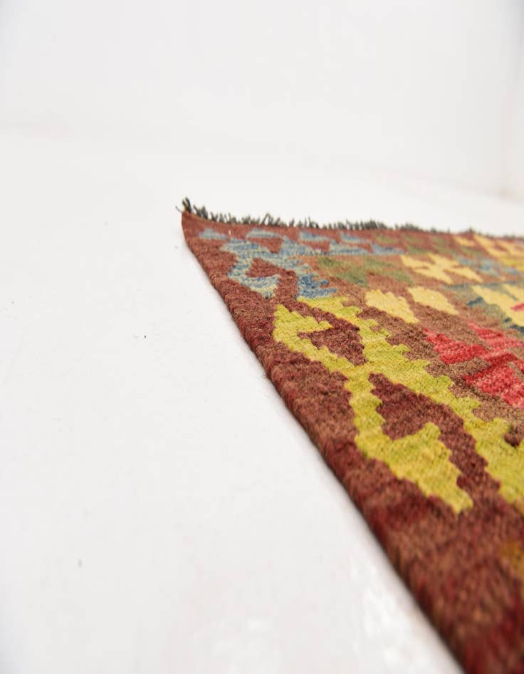 Detail image of  3' 4 x 5' 3  Hand Woven Kilim Maymana Wool Rug