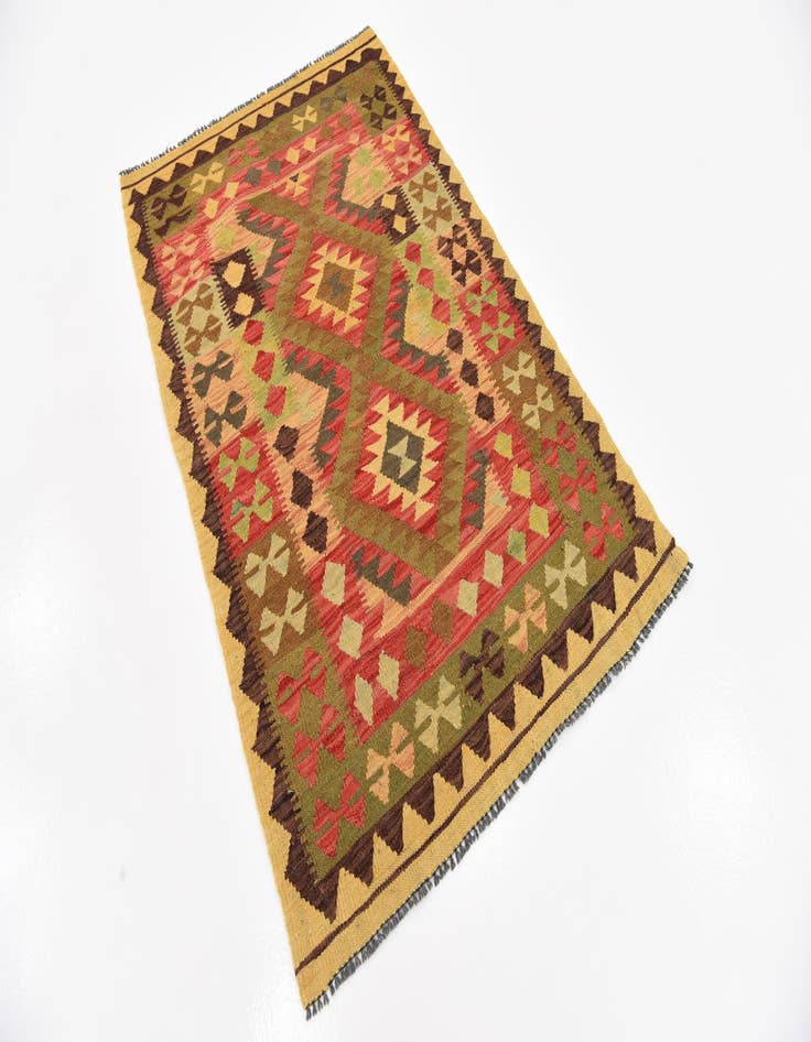 Detail image of  3' 3 x 5'  Hand Woven Kilim Maymana Wool Rug