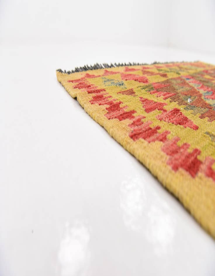 Detail image of  3' 5 x 4' 3  Hand Woven Kilim Maymana Wool Rug