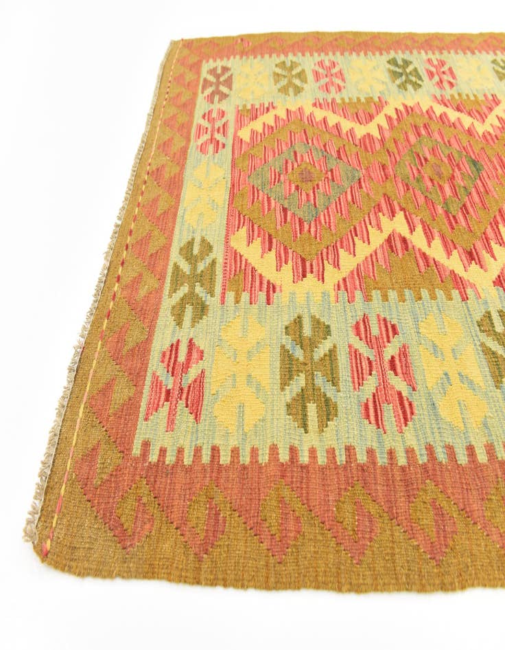 Detail image of 3' 6 x 6' 2 Hand Woven Kilim Maymana Wool Rug