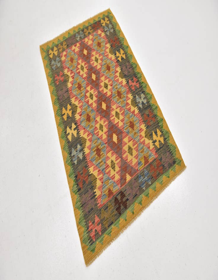 Detail image of  3' 2 x 4' 10  Hand Woven Kilim Maymana Wool Rug