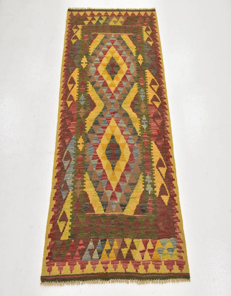 Detail image of  3' 2 x 5'  Hand Woven Kilim Maymana Wool Rug